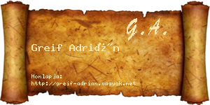 Greif Adrián névjegykártya